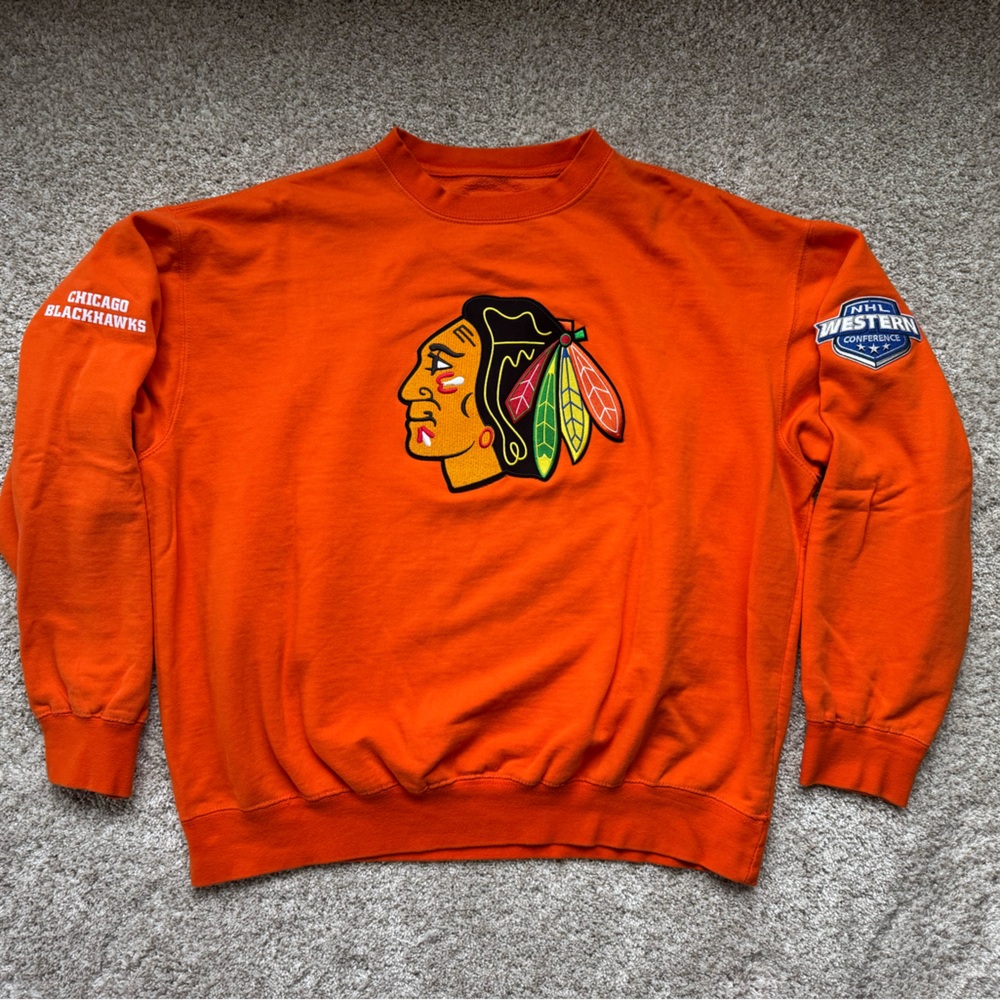 RARE Chicago Blackhawks Orange Crewneck